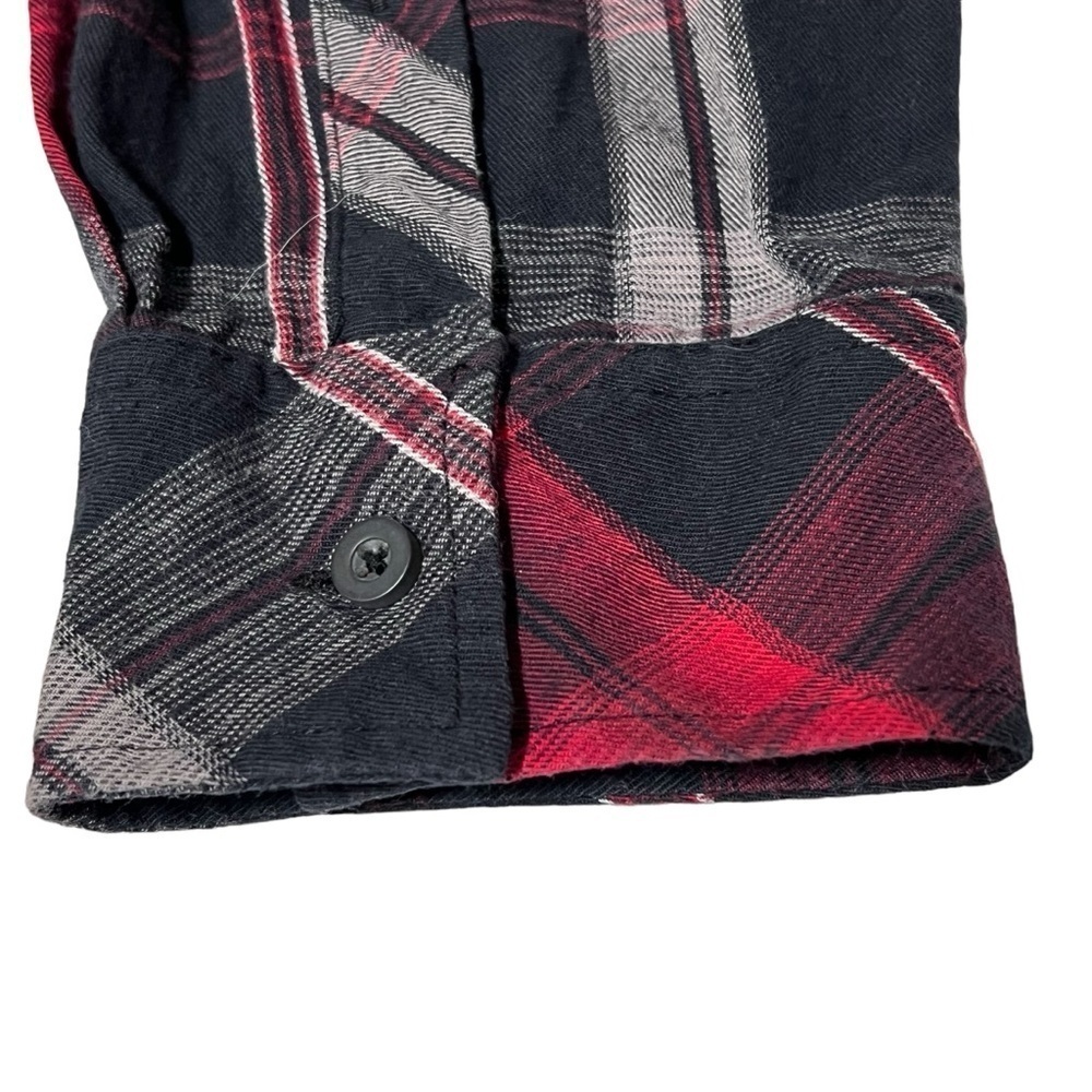 HELIX Western Red Black Plaid Long Sleeve Button Down Men's Shirt Size L - Picture 8 of 16